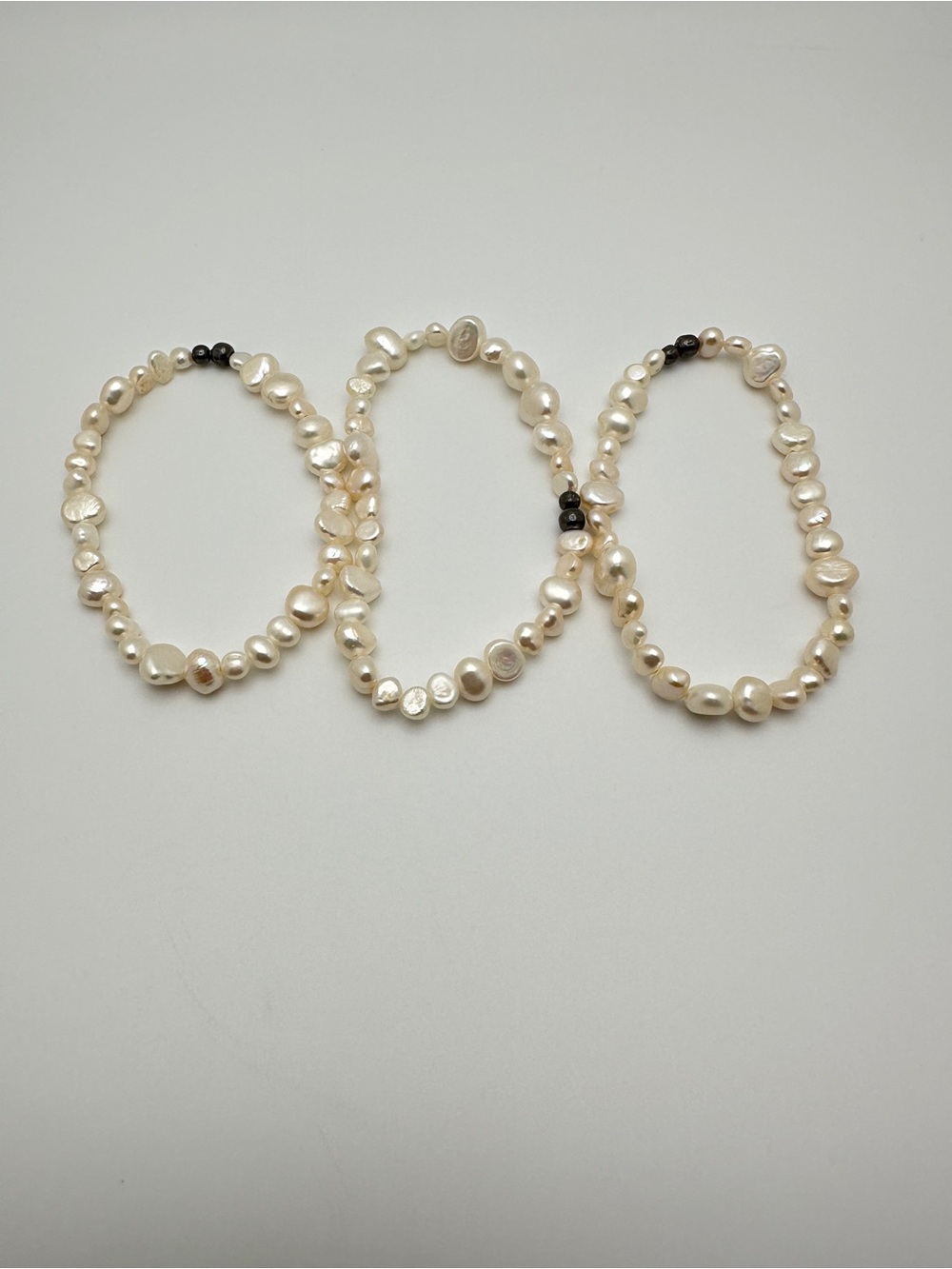 Freshwater Pearl Stretch Bracelets Set of 3- Cream Pearl Design